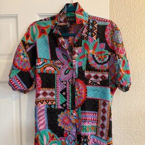 Vintage Retro Patchwork Shirt – Bold & Colorful